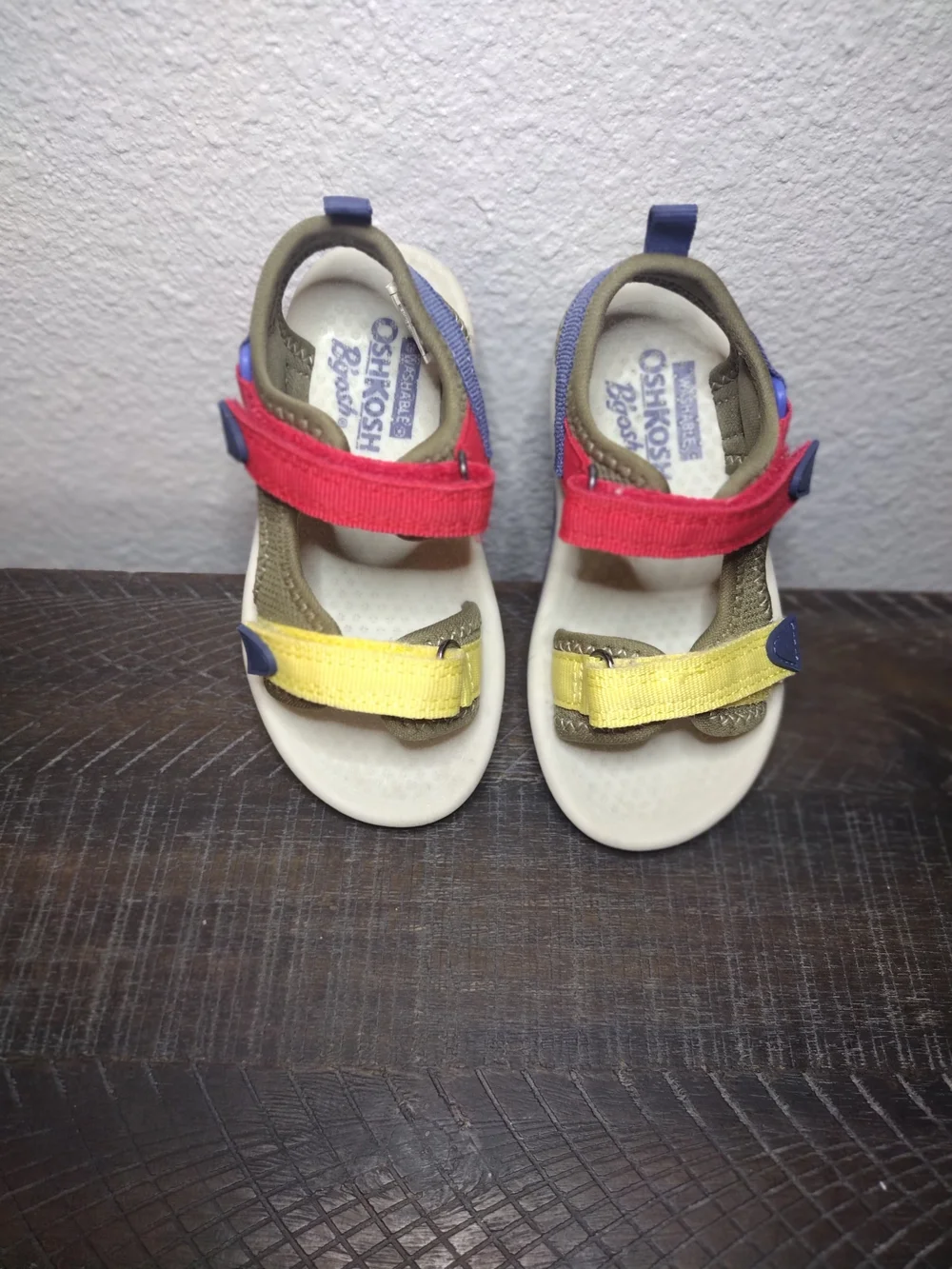 Kids Multi-Color Adjustable Sandals - Red, Yellow, Blue
